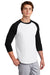 Sport-Tek T200 Mens 3/4 Sleeve Crewneck T-Shirt White/Black Model 3q