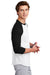 Sport-Tek T200 Mens 3/4 Sleeve Crewneck T-Shirt White/Black Model Side