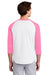 Sport-Tek T200 Mens 3/4 Sleeve Crewneck T-Shirt White/Bright Pink Model Back