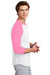 Sport-Tek T200 Mens 3/4 Sleeve Crewneck T-Shirt White/Bright Pink Model Side