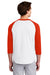 Sport-Tek T200 Mens 3/4 Sleeve Crewneck T-Shirt White/Deep Orange Model Back