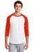 Sport-Tek T200 Mens 3/4 Sleeve Crewneck T-Shirt White/Deep Orange Model Front