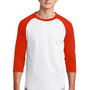 Sport-Tek Mens 3/4 Sleeve Crewneck T-Shirt - White/Deep Orange