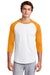 Sport-Tek T200 Mens 3/4 Sleeve Crewneck T-Shirt White/Gold Model Front