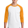 Sport-Tek Mens 3/4 Sleeve Crewneck T-Shirt - White/Gold