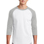 Sport-Tek Mens 3/4 Sleeve Crewneck T-Shirt - White/Heather Grey