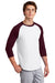 Sport-Tek T200 Mens 3/4 Sleeve Crewneck T-Shirt White/Maroon Model 3q