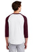 Sport-Tek T200 Mens 3/4 Sleeve Crewneck T-Shirt White/Maroon Model Back