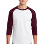 Sport-Tek Mens 3/4 Sleeve Crewneck T-Shirt - White/Maroon