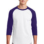 Sport-Tek Mens 3/4 Sleeve Crewneck T-Shirt - White/Purple