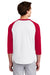 Sport-Tek T200 Mens 3/4 Sleeve Crewneck T-Shirt White/Red Model Back