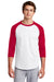 Sport-Tek T200 Mens 3/4 Sleeve Crewneck T-Shirt White/Red Model Front