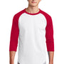 Sport-Tek Mens 3/4 Sleeve Crewneck T-Shirt - White/Red