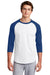 Sport-Tek T200 Mens 3/4 Sleeve Crewneck T-Shirt White/Royal Blue Model Front