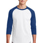 Sport-Tek Mens 3/4 Sleeve Crewneck T-Shirt - White/Royal Blue