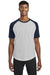 Sport-Tek T201 Mens Short Sleeve Crewneck T-Shirt Heather Grey/Navy Blue Model Front