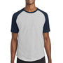 Sport-Tek Mens Short Sleeve Crewneck T-Shirt - Heather Grey/Navy Blue