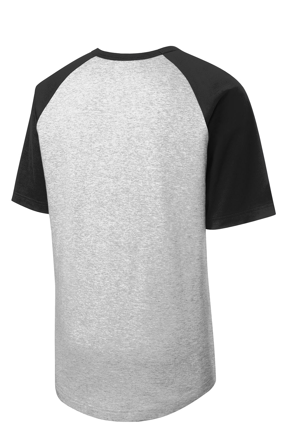 Sport-Tek T201 Mens Short Sleeve Crewneck T-Shirt Heather Grey/Black Flat Back