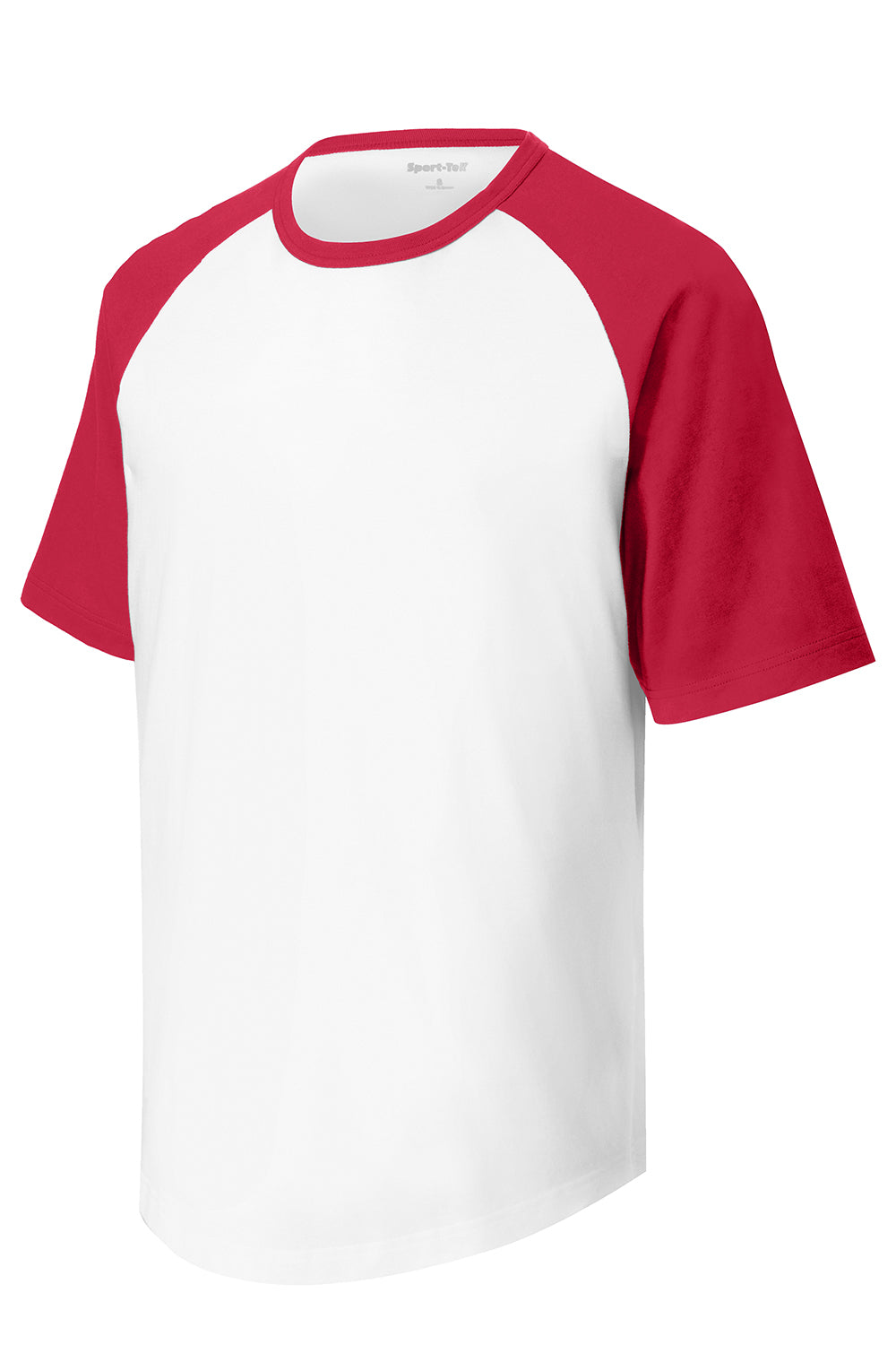 Sport-Tek T201 Mens Short Sleeve Crewneck T-Shirt White/Red Flat Front