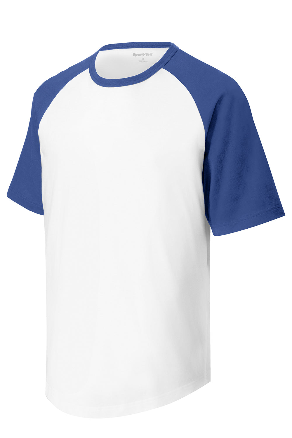 Sport-Tek T201 Mens Short Sleeve Crewneck T-Shirt White/Royal Blue Flat Front