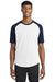 Sport-Tek T201 Mens Short Sleeve Crewneck T-Shirt White/Navy Blue Model Front