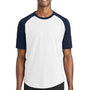 Sport-Tek Mens Short Sleeve Crewneck T-Shirt - White/Navy Blue