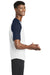 Sport-Tek T201 Mens Short Sleeve Crewneck T-Shirt White/Navy Blue Model Side