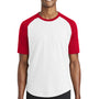 Sport-Tek Mens Short Sleeve Crewneck T-Shirt - White/Red