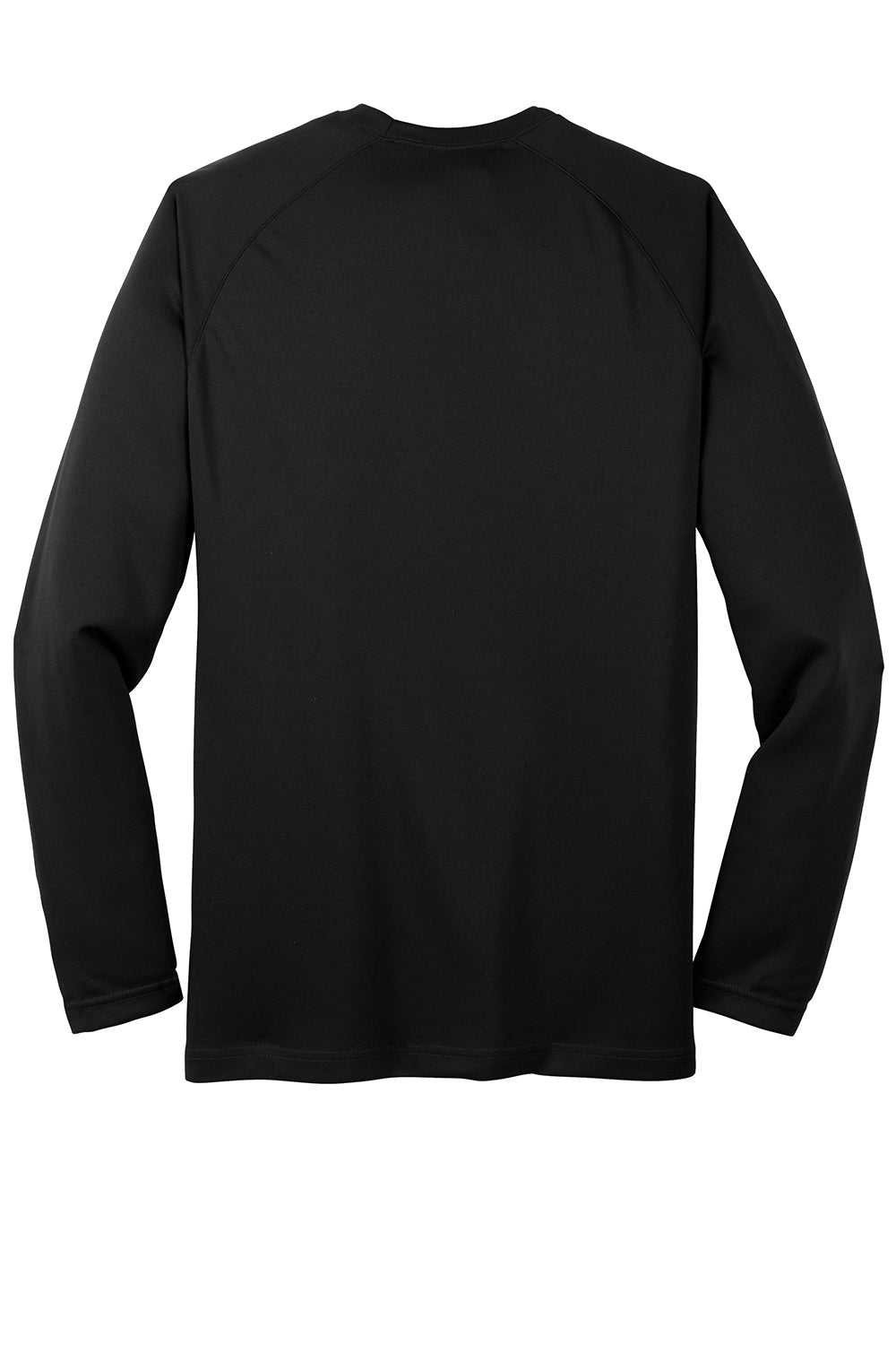 Sport-Tek T473LS Mens Dry Zone Moisture Wicking Long Sleeve Crewneck T-Shirt Black Flat Back