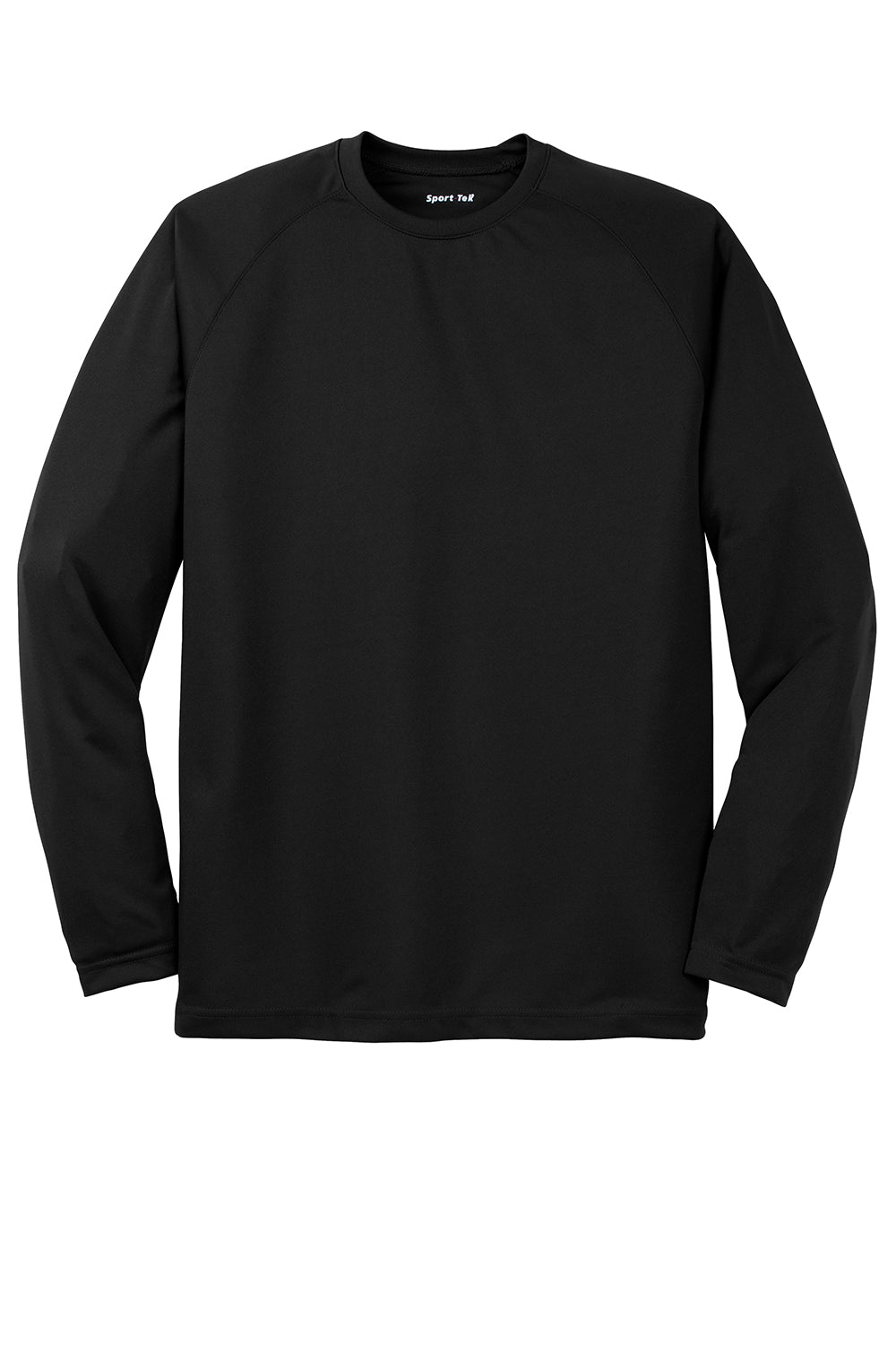 Sport-Tek T473LS Mens Dry Zone Moisture Wicking Long Sleeve Crewneck T-Shirt Black Flat Front