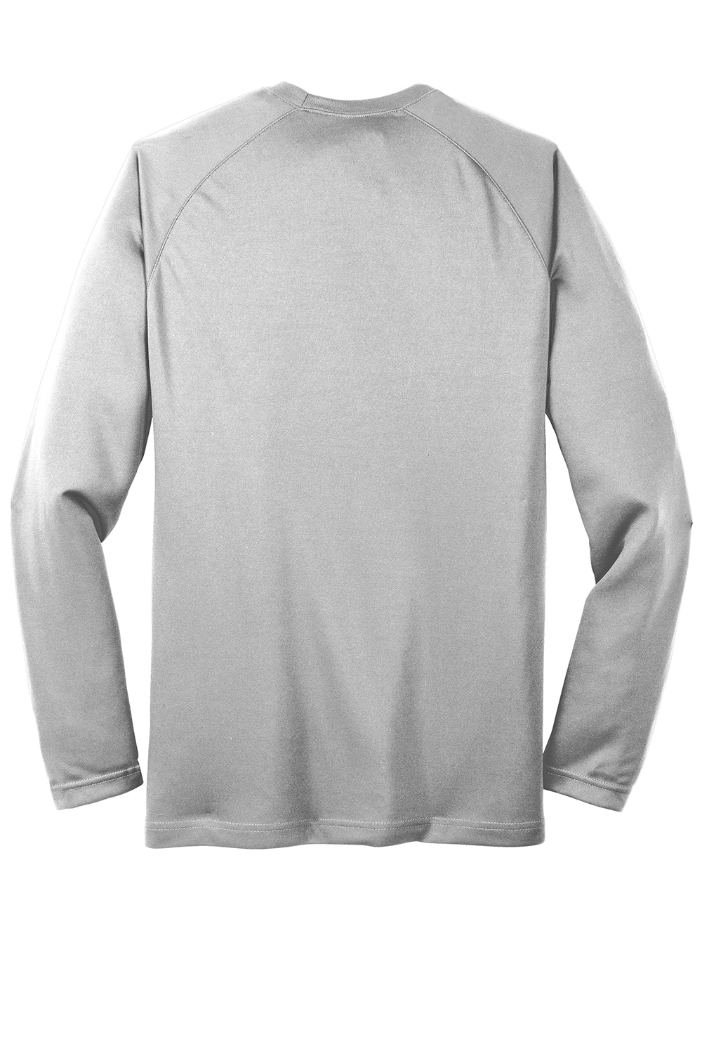 Sport-Tek T473LS Mens Dry Zone Moisture Wicking Long Sleeve Crewneck T-Shirt Silver Grey Flat Back