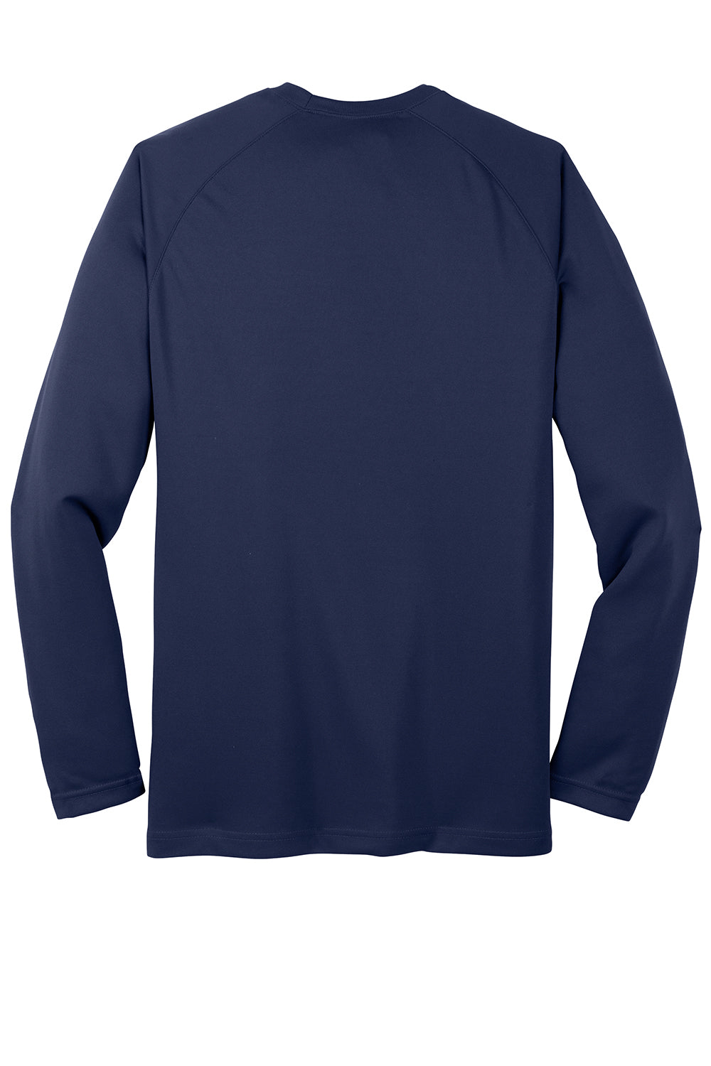 Sport-Tek T473LS Mens Dry Zone Moisture Wicking Long Sleeve Crewneck T-Shirt True Navy Blue Flat Back