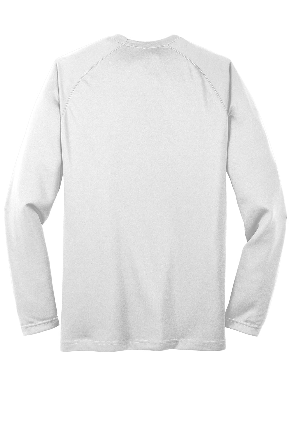 Sport-Tek T473LS Mens Dry Zone Moisture Wicking Long Sleeve Crewneck T-Shirt White Flat Back