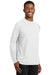 Sport-Tek T473LS Mens Dry Zone Moisture Wicking Long Sleeve Crewneck T-Shirt White Model 3q