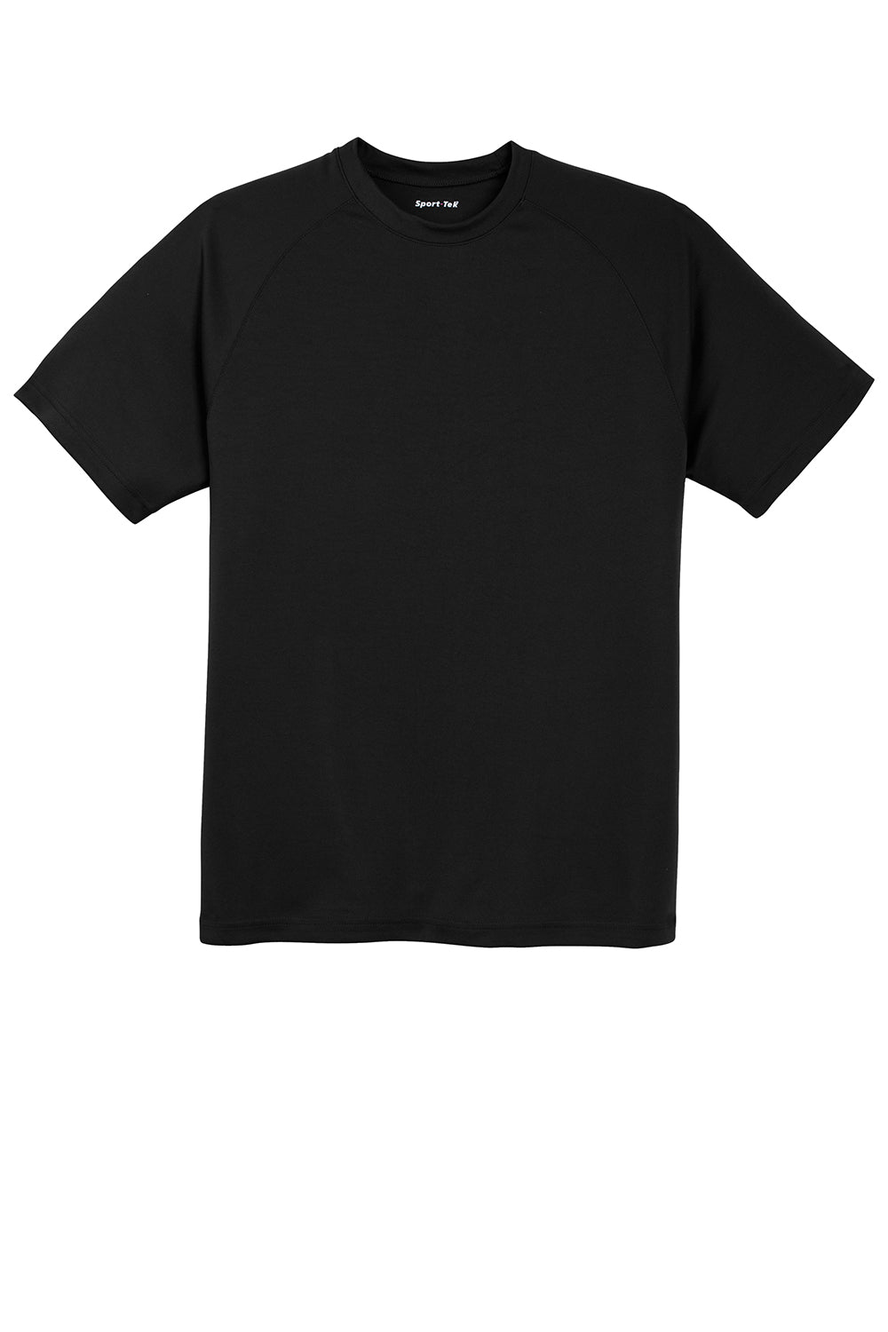 Sport-Tek T473 Mens Dry Zone Moisture Wicking Short Sleeve Crewneck T-Shirt Black Flat Front