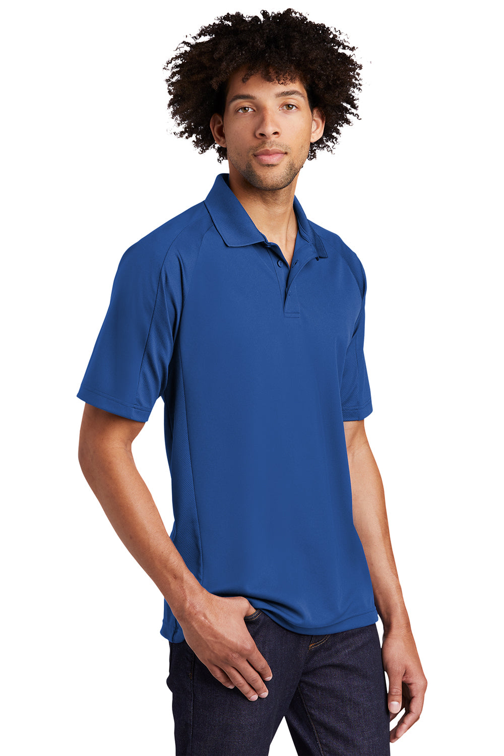 Sport-Tek T474 Mens Dri-Mesh Moisture Wicking Short Sleeve Polo Shirt Royal Blue Model 3q