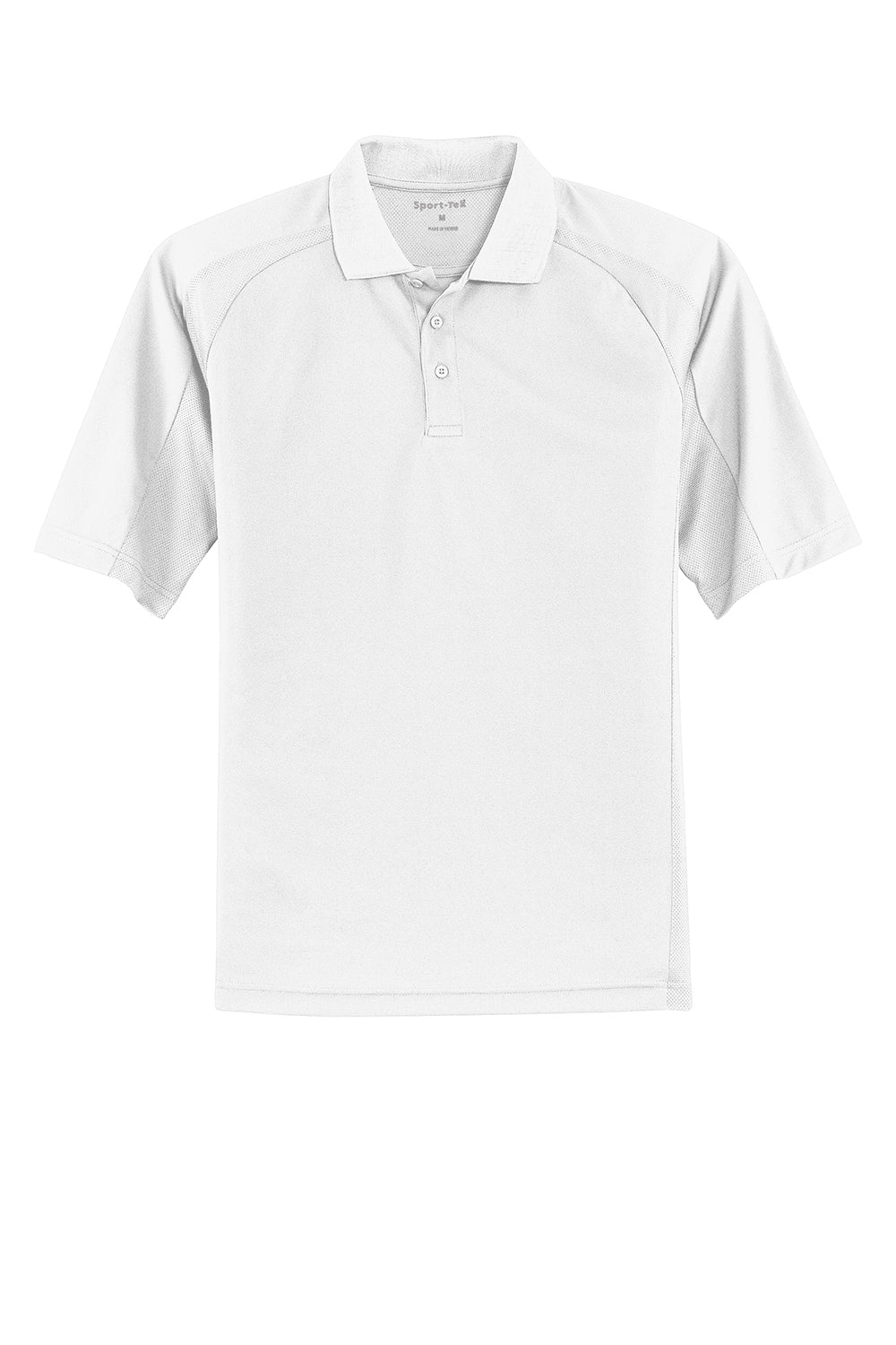 Sport-Tek T474 Mens Dri-Mesh Moisture Wicking Short Sleeve Polo Shirt White Flat Front