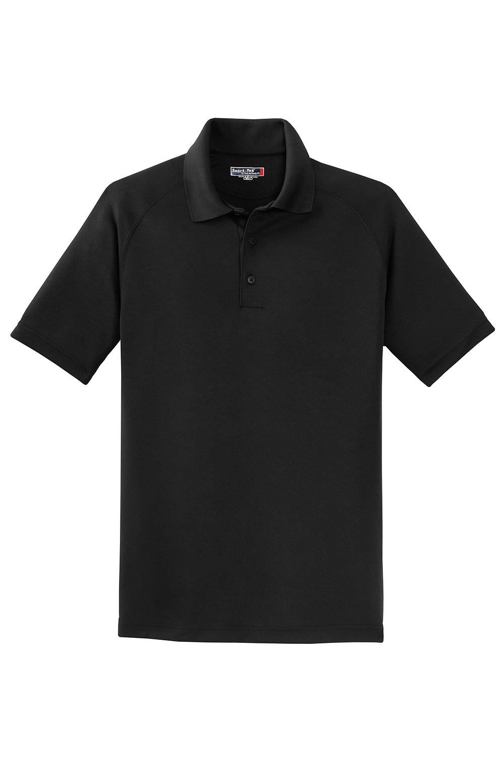 Sport-Tek T475 Mens Dry Zone Moisture Wicking Short Sleeve Polo Shirt Black Flat Front