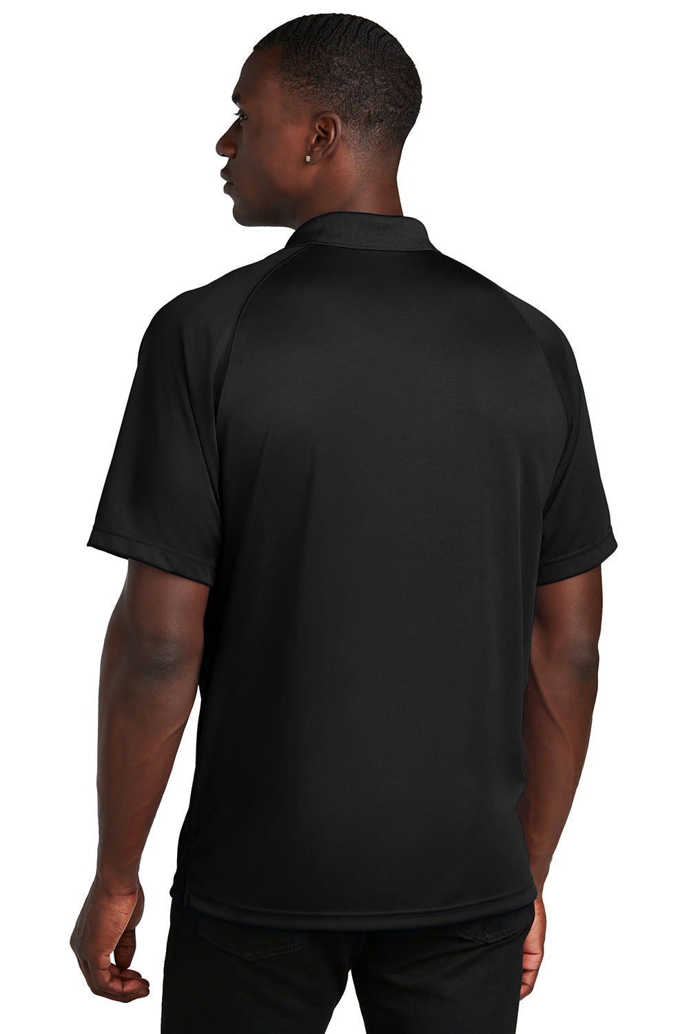 Sport-Tek T475 Mens Dry Zone Moisture Wicking Short Sleeve Polo Shirt Black Model Back