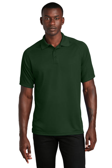 Sport-Tek T475 Mens Dry Zone Moisture Wicking Short Sleeve Polo Shirt Forest Green Model Front