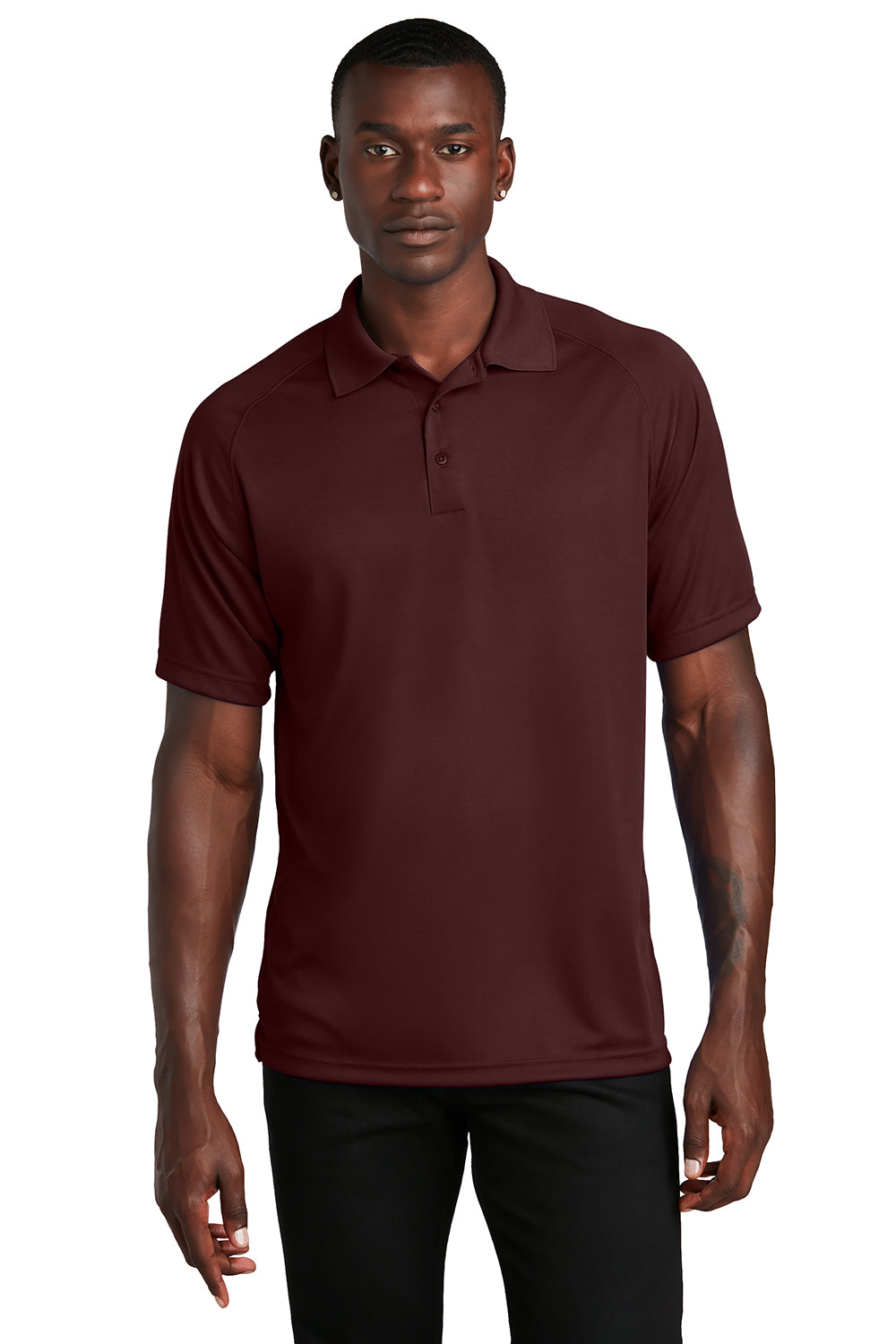 Sport-Tek T475 Mens Dry Zone Moisture Wicking Short Sleeve Polo Shirt Maroon Model Front