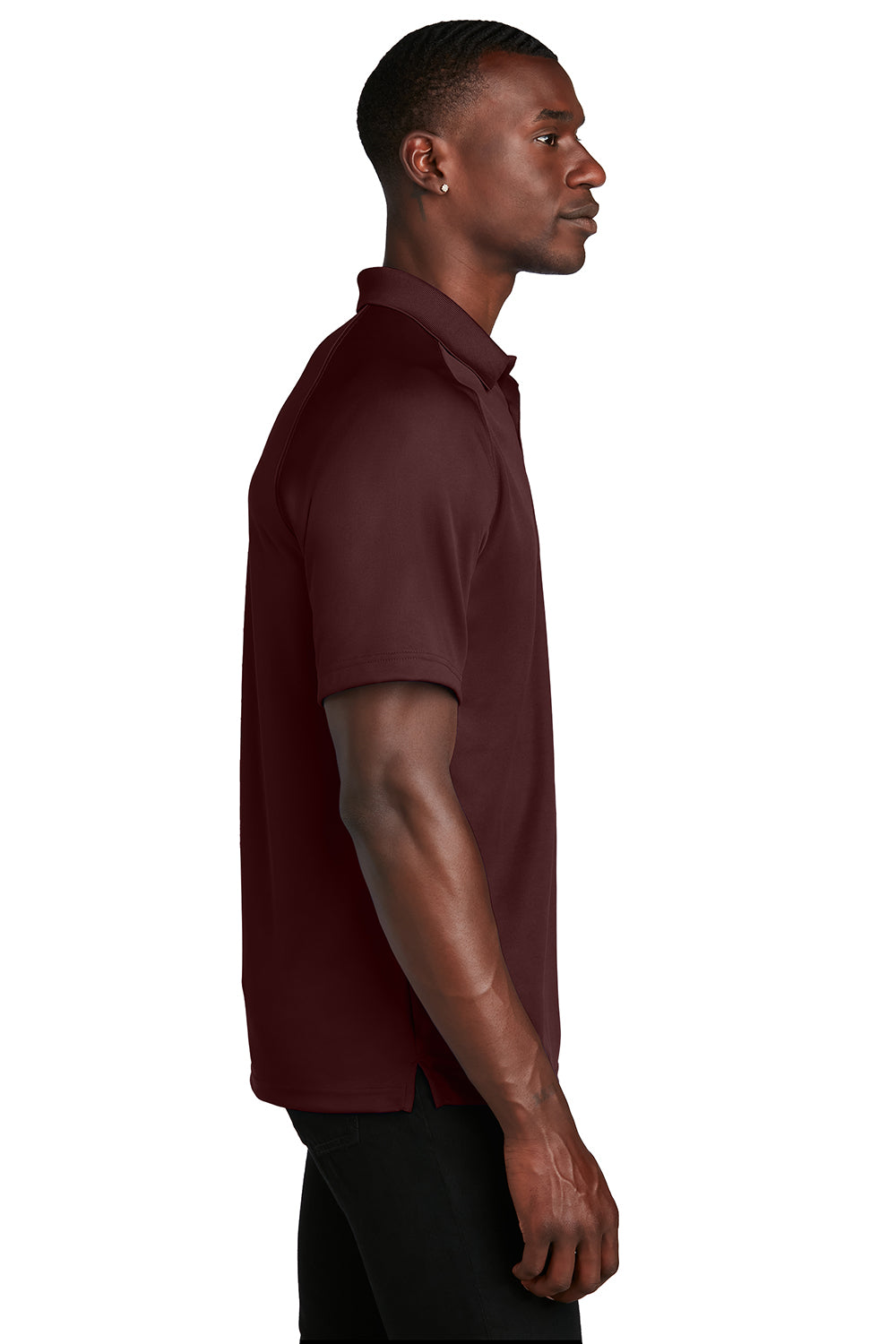 Sport-Tek T475 Mens Dry Zone Moisture Wicking Short Sleeve Polo Shirt Maroon Model Side