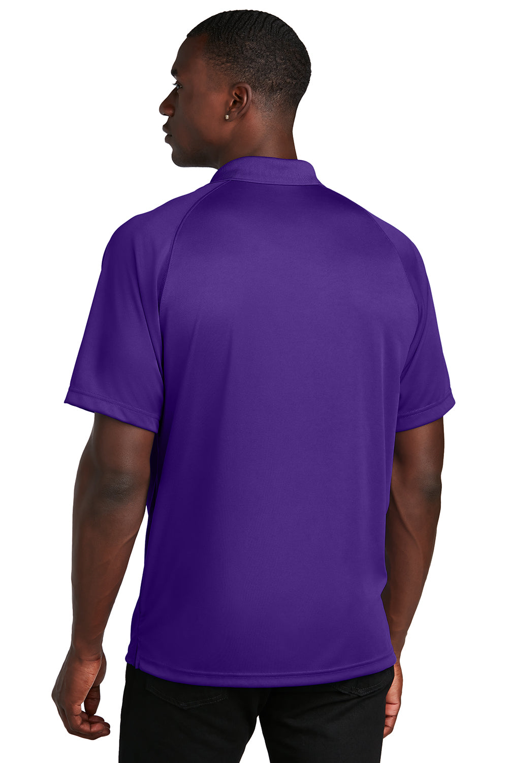 Sport-Tek T475 Mens Dry Zone Moisture Wicking Short Sleeve Polo Shirt Purple Model Back