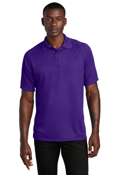 Sport-Tek T475 Mens Dry Zone Moisture Wicking Short Sleeve Polo Shirt Purple Model Front