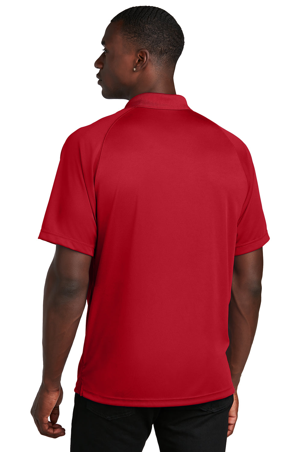 Sport-Tek T475 Mens Dry Zone Moisture Wicking Short Sleeve Polo Shirt True Red Model Back