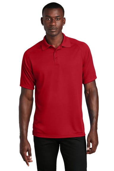 Sport-Tek T475 Mens Dry Zone Moisture Wicking Short Sleeve Polo Shirt True Red Model Front