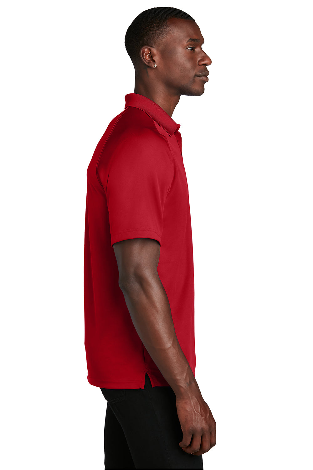 Sport-Tek T475 Mens Dry Zone Moisture Wicking Short Sleeve Polo Shirt True Red Model Side