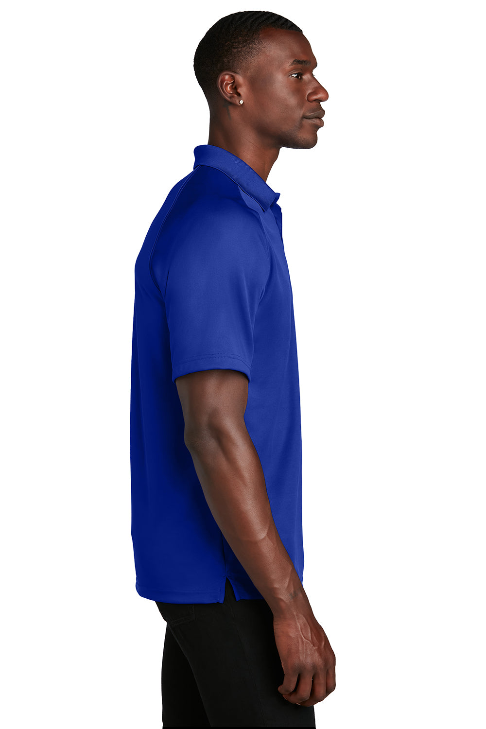 Sport-Tek T475 Mens Dry Zone Moisture Wicking Short Sleeve Polo Shirt True Royal Blue Model Side