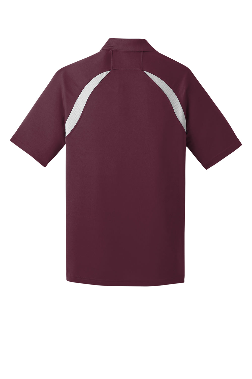 Sport-Tek T476 Mens Dry Zone Moisture Wicking Short Sleeve Polo Shirt Maroon/White Flat Back