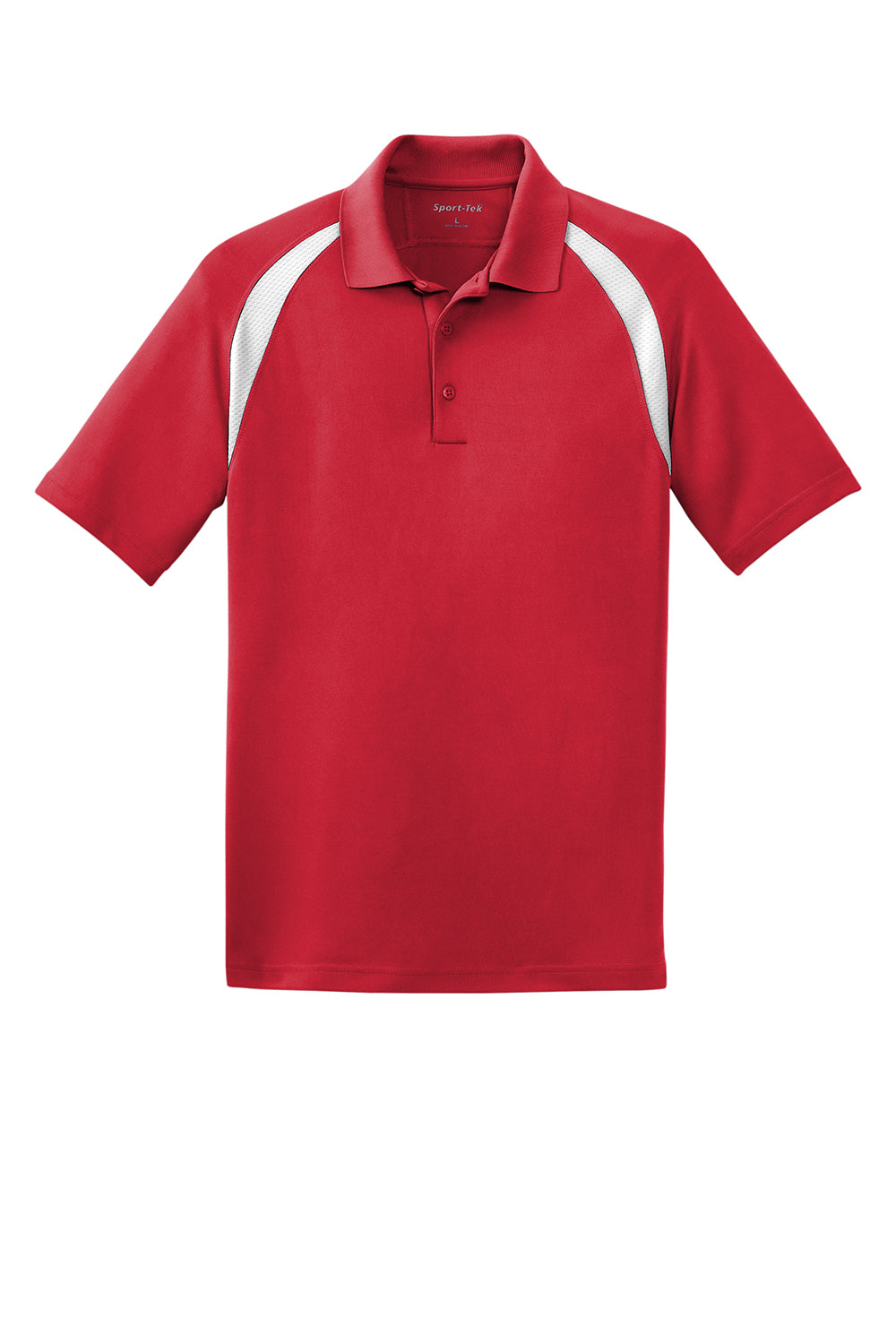 Sport-Tek T476 Mens Dry Zone Moisture Wicking Short Sleeve Polo Shirt True Red/White Flat Front